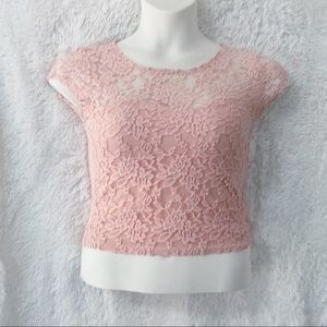 Abercrombie and Fitch Pink Lace Sweethearts Crop Top Size L
